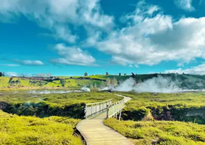 Taupo attractions including Lake Taupo and surrounding mountains near Great Lake Holiday Park.
