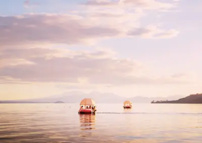 Taupo attractions including Lake Taupo and surrounding mountains near Great Lake Holiday Park.