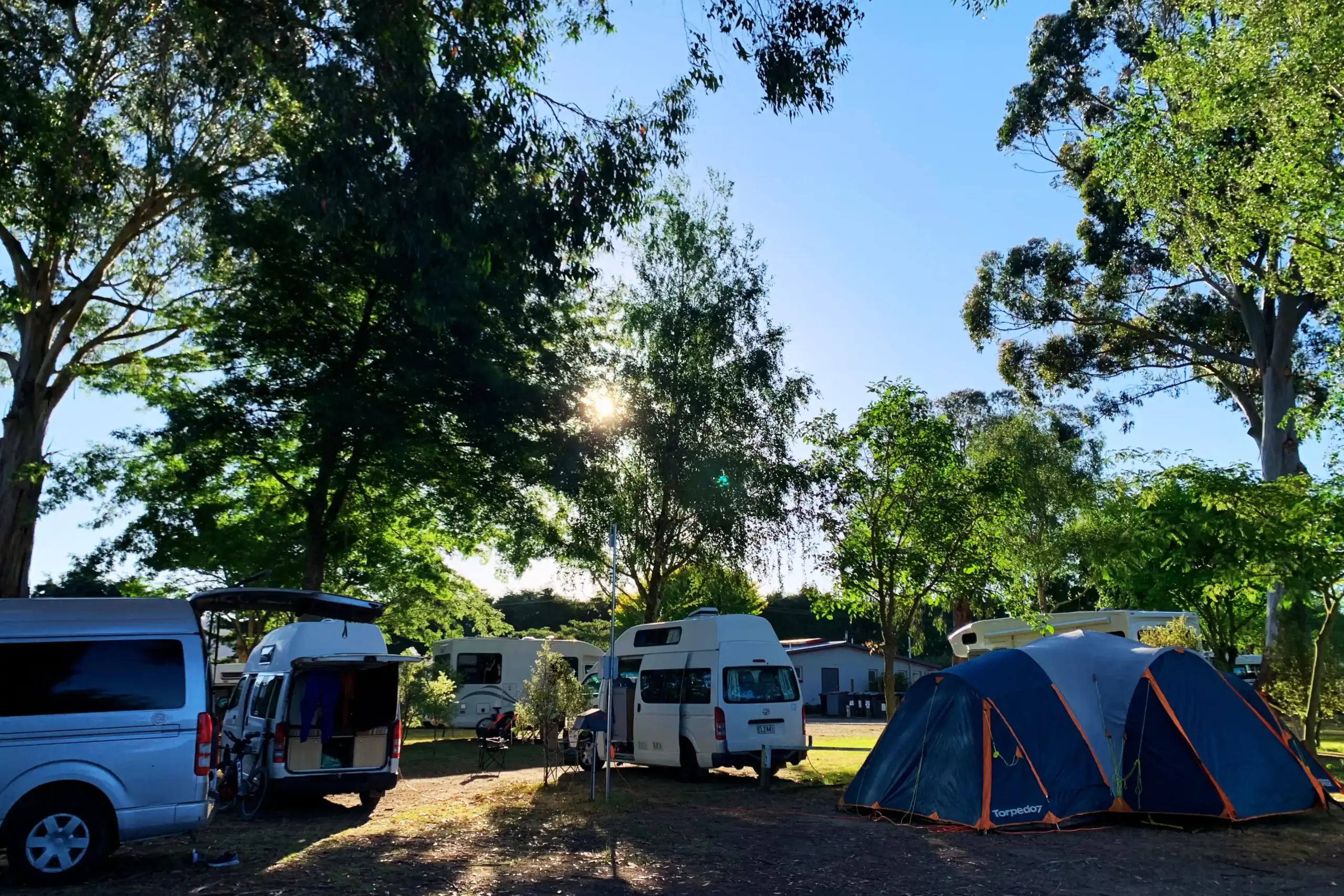Great Lake Holiday Park Campground Powered Campsite Spacious powered campsite with shade and power/water at Great Lake Holiday Park Taupo.